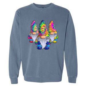 Three Hippie Gnomes Peace Gnome Funny Retro Tie Diy Design Garment-Dyed Sweatshirt