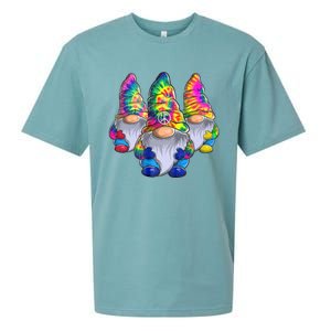 Three Hippie Gnomes Peace Gnome Funny Retro Tie Diy Design Sueded Cloud Jersey T-Shirt