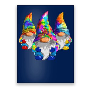 Three Hippie Gnomes Retro Tie Dye Style A Peace Love Gnomies Poster