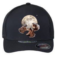 Three Hippo Howling At Moon Funny Hippo Lovers Costume Flexfit Unipanel Trucker Cap