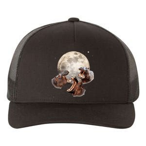 Three Hippo Howling At Moon Funny Hippo Lovers Costume Yupoong Adult 5-Panel Trucker Hat