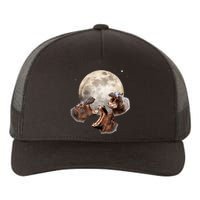 Three Hippo Howling At Moon Funny Hippo Lovers Costume Yupoong Adult 5-Panel Trucker Hat