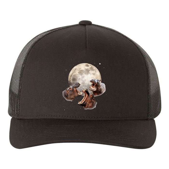 Three Hippo Howling At Moon Funny Hippo Lovers Costume Yupoong Adult 5-Panel Trucker Hat