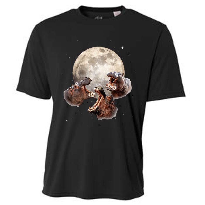 Three Hippo Howling At Moon Funny Hippo Lovers Costume Cooling Performance Crew T-Shirt