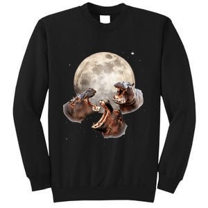 Three Hippo Howling At Moon Funny Hippo Lovers Costume Sweatshirt