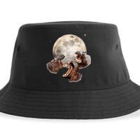 Three Hippo Howling At Moon Funny Hippo Lovers Costume Sustainable Bucket Hat