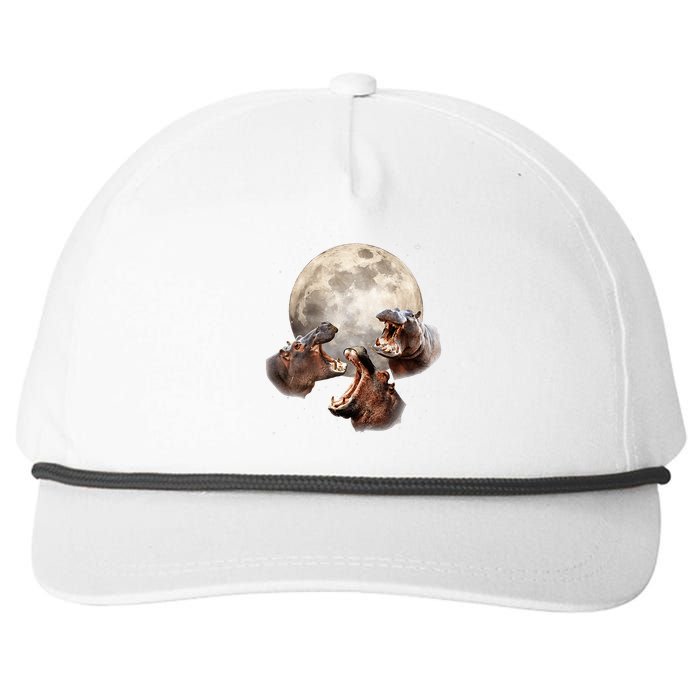 Three Hippo Howling At Moon Funny Hippo Lovers Costume Snapback Five-Panel Rope Hat