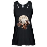 Three Hippo Howling At Moon Funny Hippo Lovers Costume Ladies Essential Flowy Tank