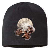 Three Hippo Howling At Moon Funny Hippo Lovers Costume Sustainable Beanie