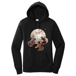 Three Hippo Howling At Moon Funny Hippo Lovers Costume Women's Pullover Hoodie