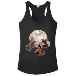 Three Hippo Howling At Moon Funny Hippo Lovers Costume Ladies PosiCharge Competitor Racerback Tank