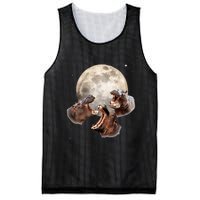 Three Hippo Howling At Moon Funny Hippo Lovers Costume Mesh Reversible Basketball Jersey Tank