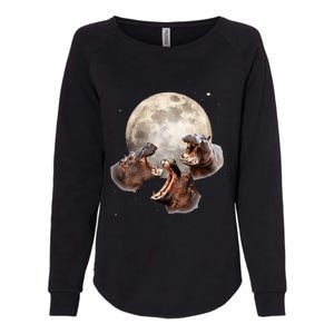 Three Hippo Howling At Moon Funny Hippo Lovers Costume Womens California Wash Sweatshirt