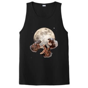 Three Hippo Howling At Moon Funny Hippo Lovers Costume PosiCharge Competitor Tank