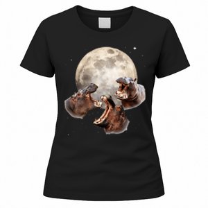 Three Hippo Howling At Moon Funny Hippo Lovers Costume Women's T-Shirt