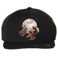 Three Hippo Howling At Moon Funny Hippo Lovers Costume Wool Snapback Cap