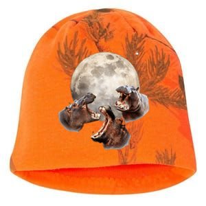 Three Hippo Howling At Moon Funny Hippo Lovers Costume Kati - Camo Knit Beanie