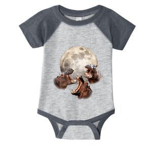 Three Hippo Howling At Moon Funny Hippo Lovers Costume Infant Baby Jersey Bodysuit