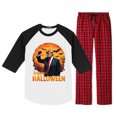 Trump Happy Halloween Trump Vance 2024 Usa Trump Halloween Raglan Sleeve Pajama Set