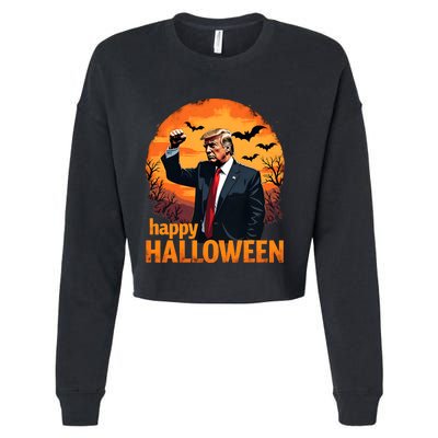 Trump Happy Halloween Trump Vance 2024 Usa Trump Halloween Cropped Pullover Crew