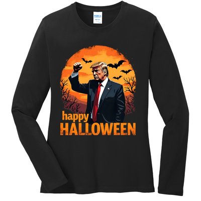 Trump Happy Halloween Trump Vance 2024 Usa Trump Halloween Ladies Long Sleeve Shirt