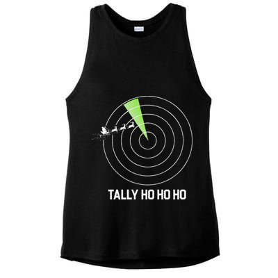 Tally Ho Ho Ho Air Traffic Controller Pilot Christmas Ladies PosiCharge Tri-Blend Wicking Tank