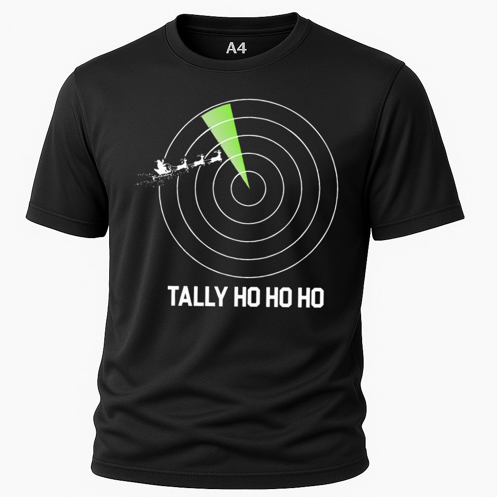 Tally Ho Ho Ho Air Traffic Controller Pilot Christmas Cooling Performance Crew T-Shirt