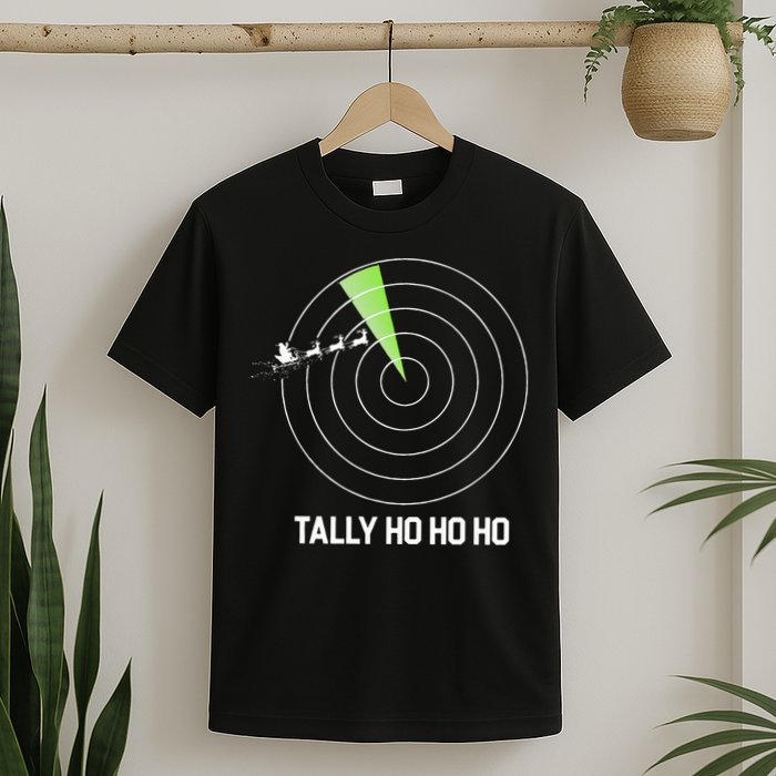 Tally Ho Ho Ho Air Traffic Controller Pilot Christmas T-Shirt