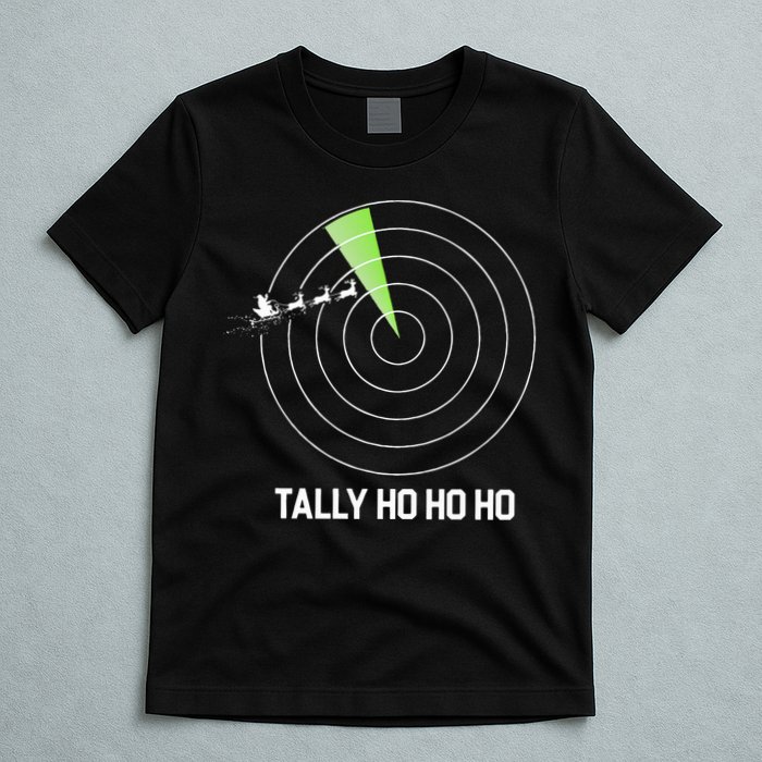 Tally Ho Ho Ho Air Traffic Controller Pilot Christmas T-Shirt