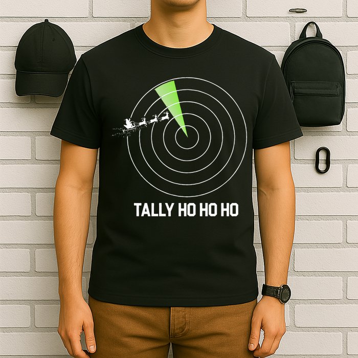 Tally Ho Ho Ho Air Traffic Controller Pilot Christmas T-Shirt