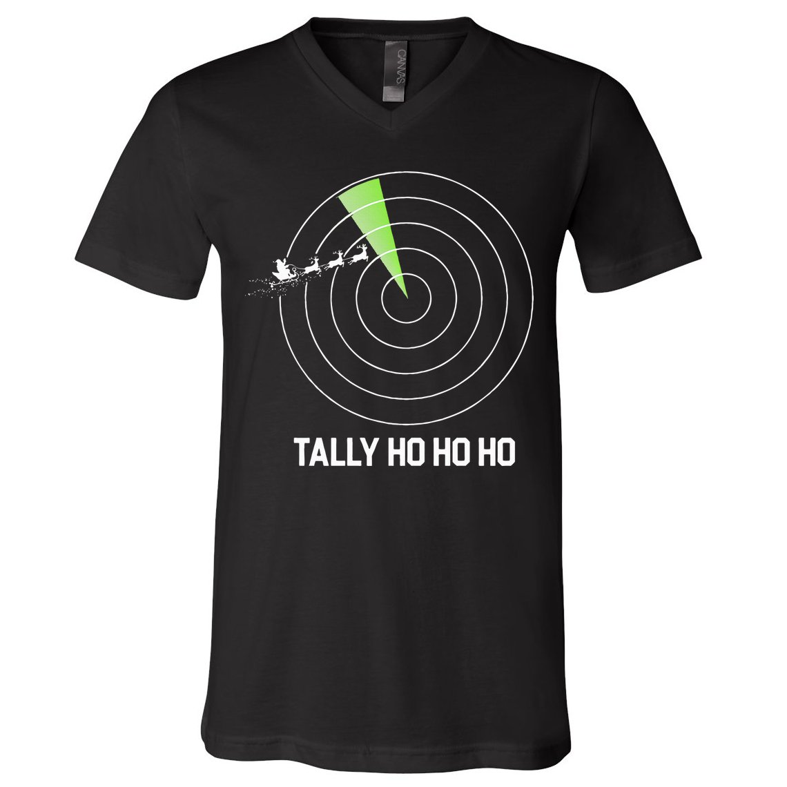 Tally Ho Ho Ho Air Traffic Controller Pilot Christmas V-Neck T-Shirt