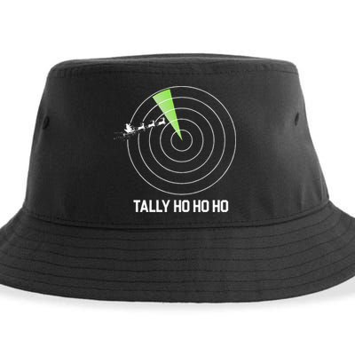 Tally Ho Ho Ho Air Traffic Controller Pilot Christmas Sustainable Bucket Hat