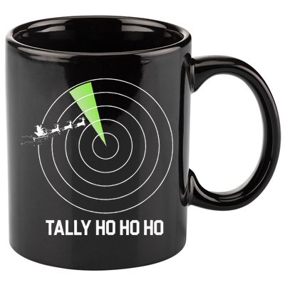 Tally Ho Ho Ho Air Traffic Controller Pilot Christmas 11oz C Handle Ceramic Mug