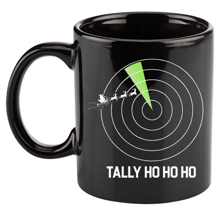 Tally Ho Ho Ho Air Traffic Controller Pilot Christmas 11oz C Handle Ceramic Mug