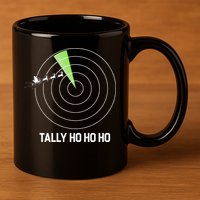 Tally Ho Ho Ho Air Traffic Controller Pilot Christmas 11oz C Handle Ceramic Mug