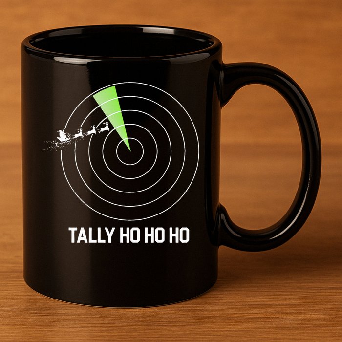Tally Ho Ho Ho Air Traffic Controller Pilot Christmas 11oz C Handle Ceramic Mug
