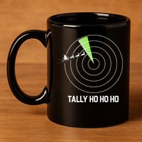 Tally Ho Ho Ho Air Traffic Controller Pilot Christmas 11oz C Handle Ceramic Mug