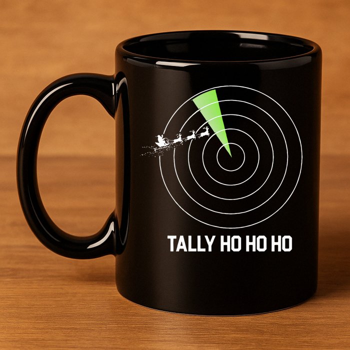Tally Ho Ho Ho Air Traffic Controller Pilot Christmas 11oz C Handle Ceramic Mug