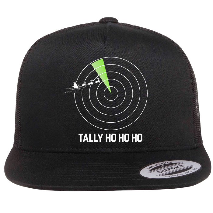 Tally Ho Ho Ho Air Traffic Controller Pilot Christmas Flat Bill Trucker Hat
