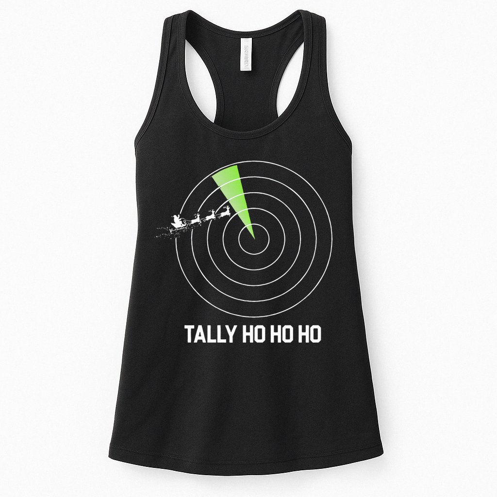Tally Ho Ho Ho Air Traffic Controller Pilot Christmas Womens Tank Top