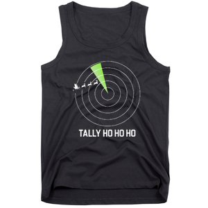 Tally Ho Ho Ho Air Traffic Controller Pilot Christmas Tank Top