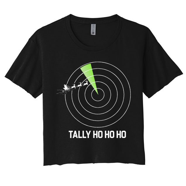 Tally Ho Ho Ho Air Traffic Controller Pilot Christmas Crop Top