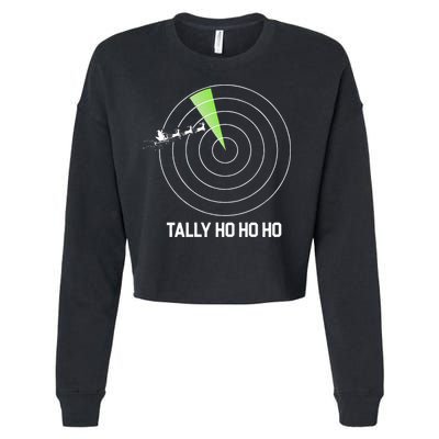 Tally Ho Ho Ho Air Traffic Controller Pilot Christmas Cropped Pullover Crew