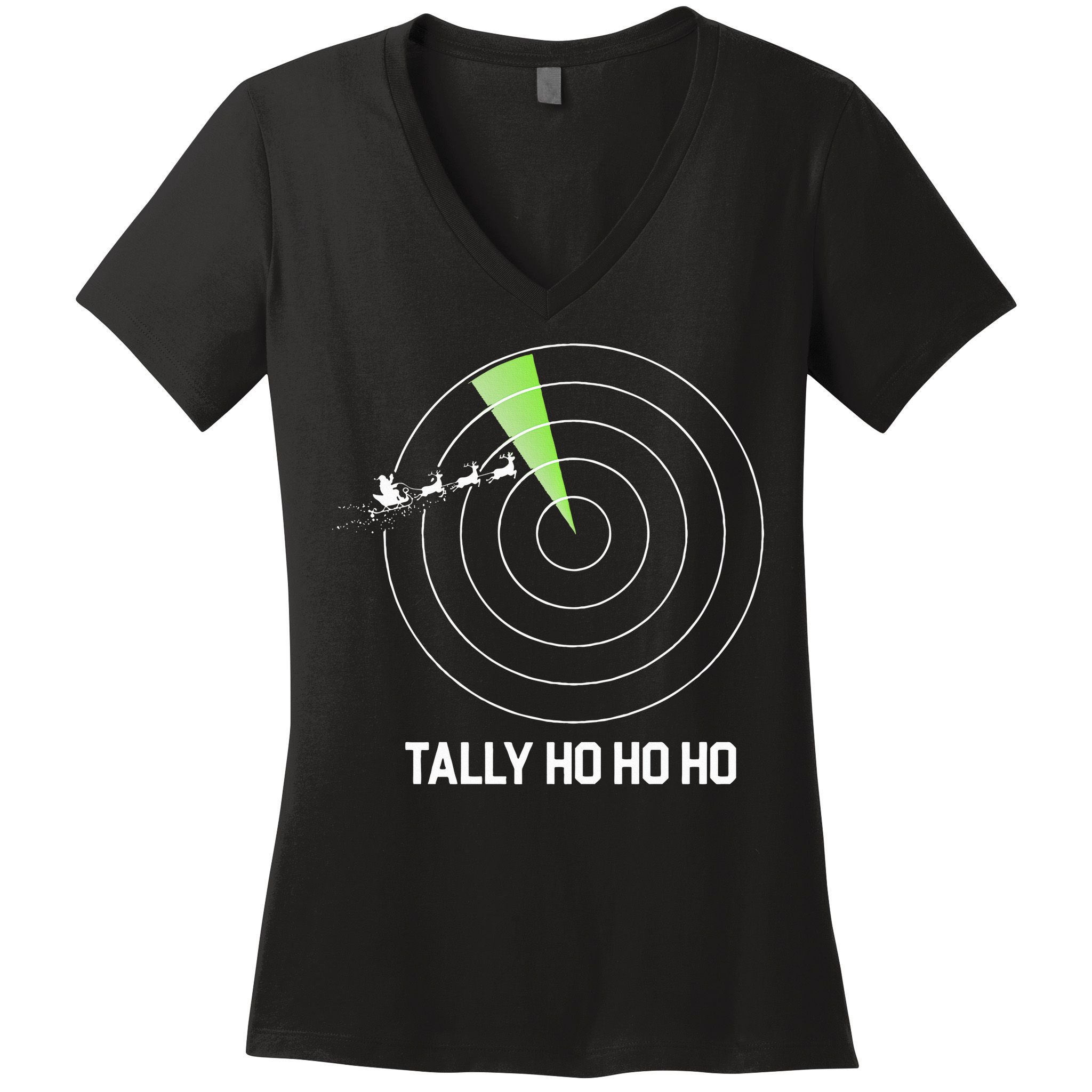Tally Ho Ho Ho Air Traffic Controller Pilot Christmas Women's V-Neck T-Shirt