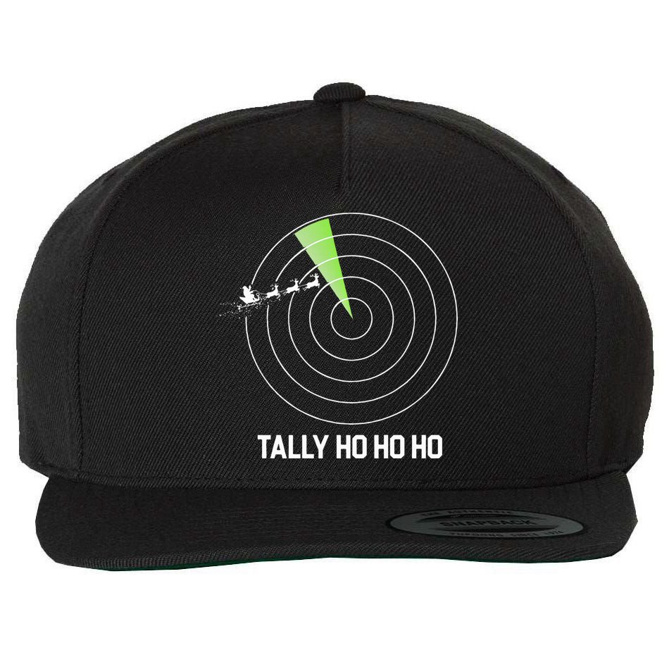 Tally Ho Ho Ho Air Traffic Controller Pilot Christmas Wool Snapback Cap