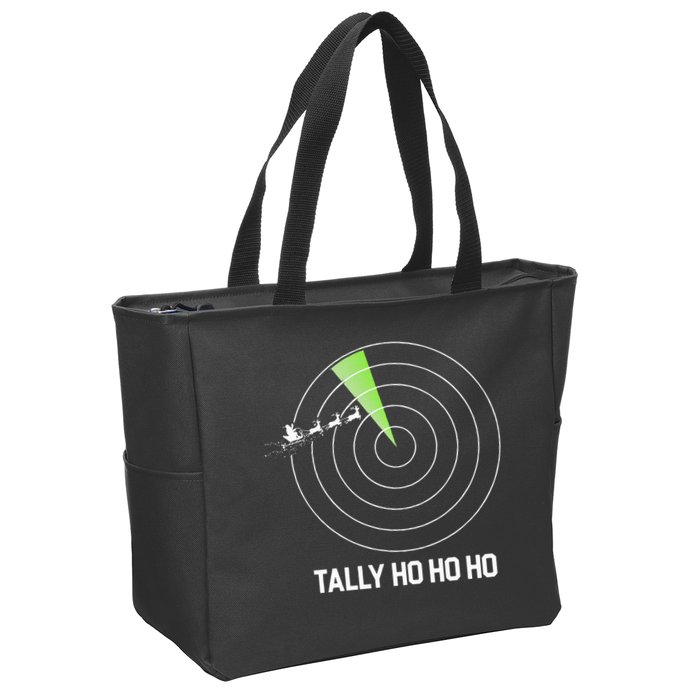 Tally Ho Ho Ho Air Traffic Controller Pilot Christmas Zip Tote Bag