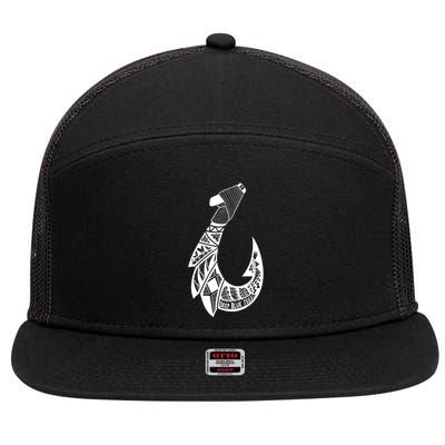 Tribal Hawaiian Hook Fishing 7 Panel Mesh Trucker Snapback Hat