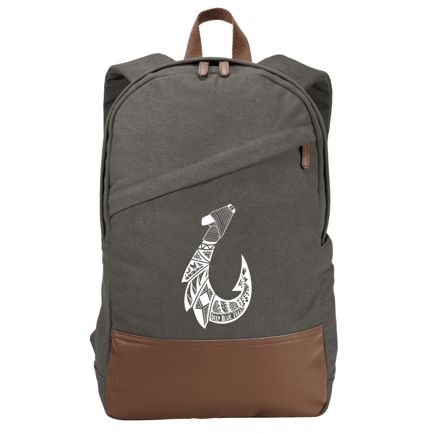 Tribal Hawaiian Hook Fishing Cotton Canvas Backpack