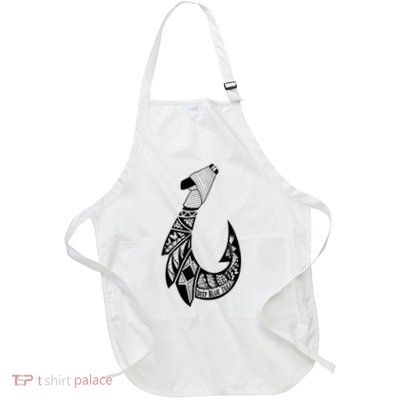 Tribal Hawaiian Hook Fishing Full-Length Apron With Pockets