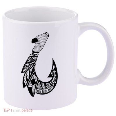 Tribal Hawaiian Hook Fishing 11oz C Handle Ceramic Mug